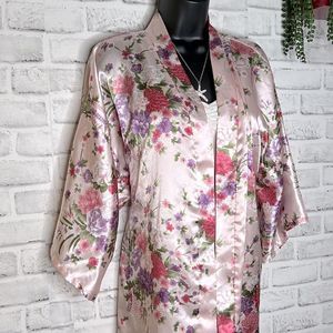Asian Inspired Satin Kimono Robe Jacket Size 2X Plus
